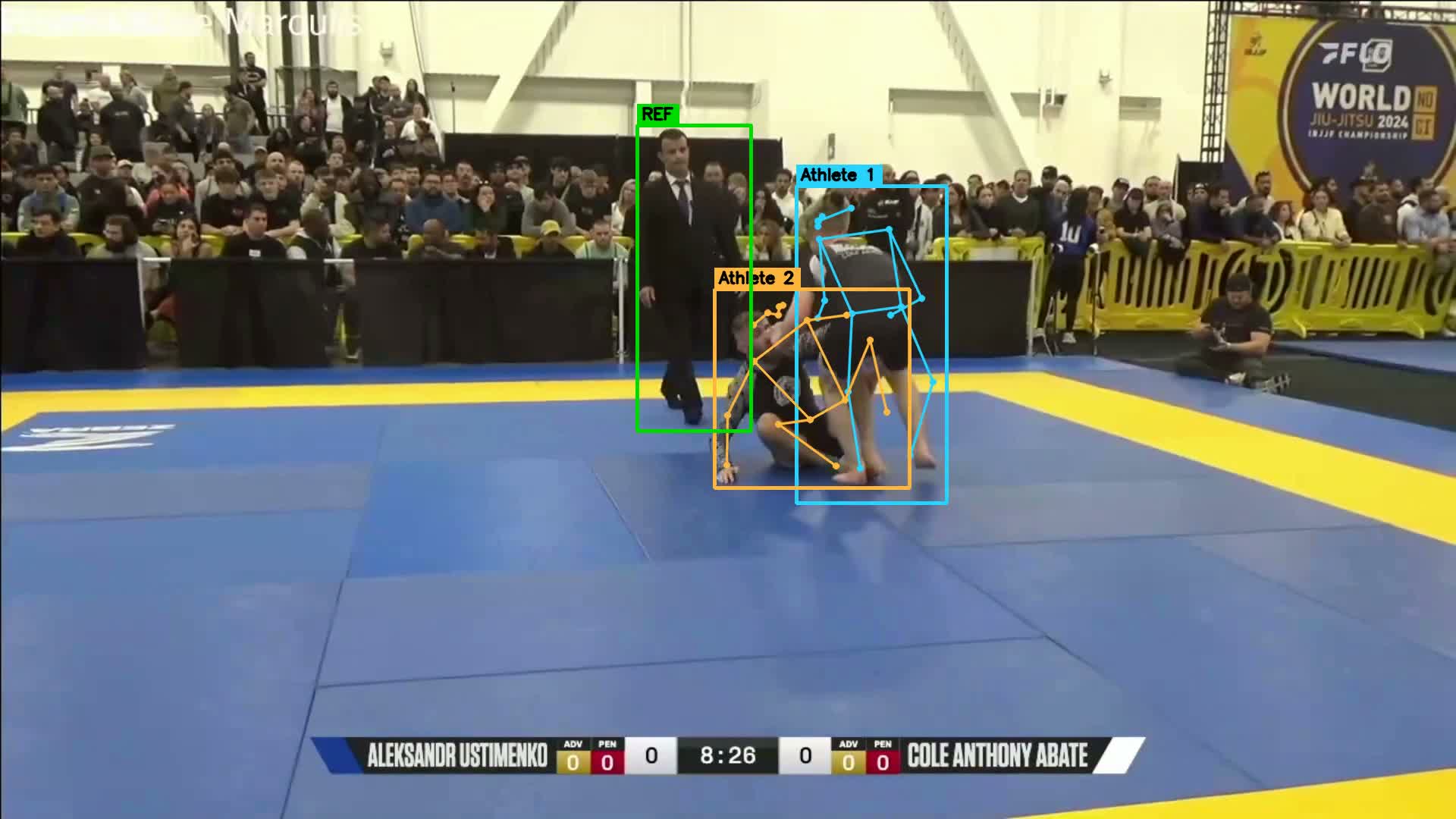 Identity held through the scramble as the referee moves past